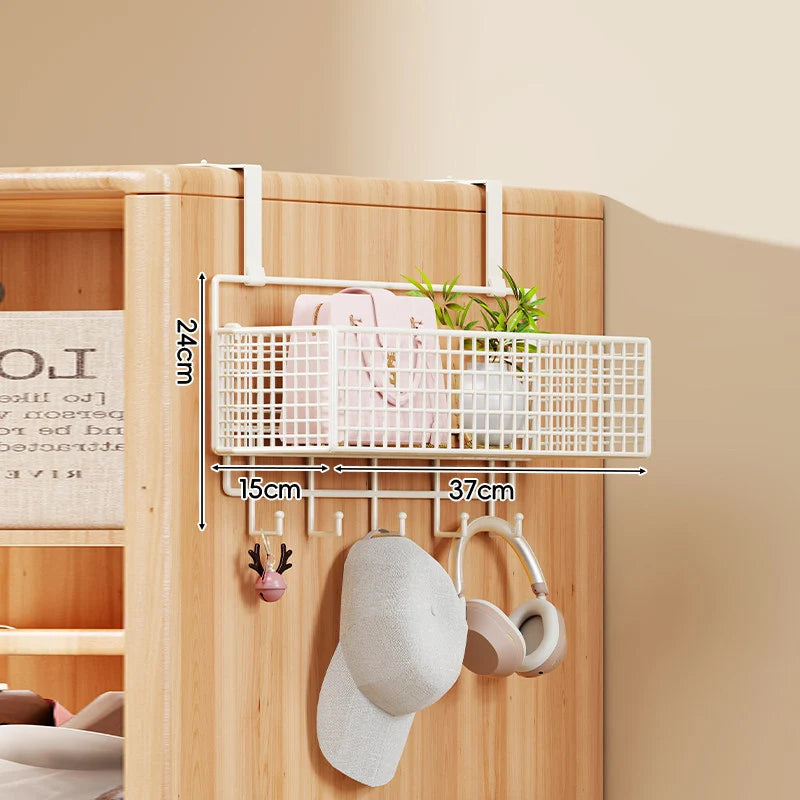 Over-the-Door Storage Organizer Four-Tier Mesh Baskets With Hooks