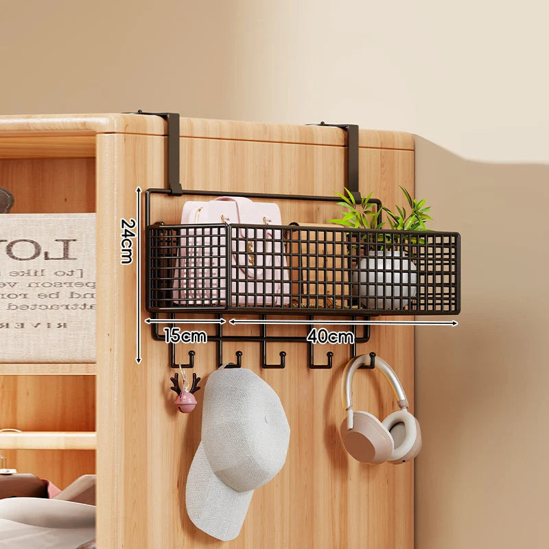 Over-the-Door Storage Organizer Four-Tier Mesh Baskets With Hooks