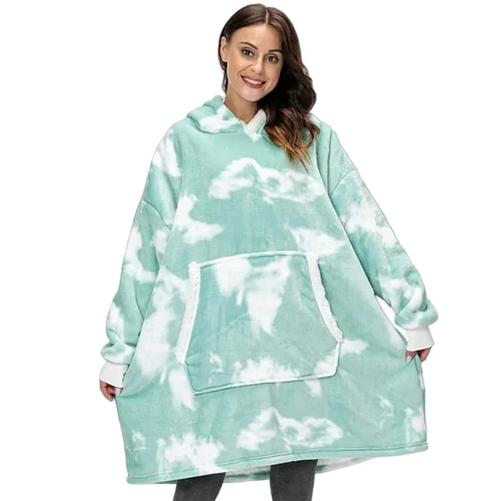 Oversized Blanket Hoodie Flannel & Microfiber Lined Front Pocket