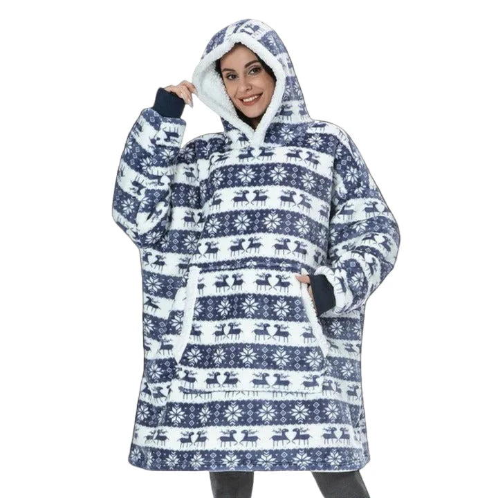 Oversized Blanket Hoodie Flannel & Microfiber Lined Front Pocket