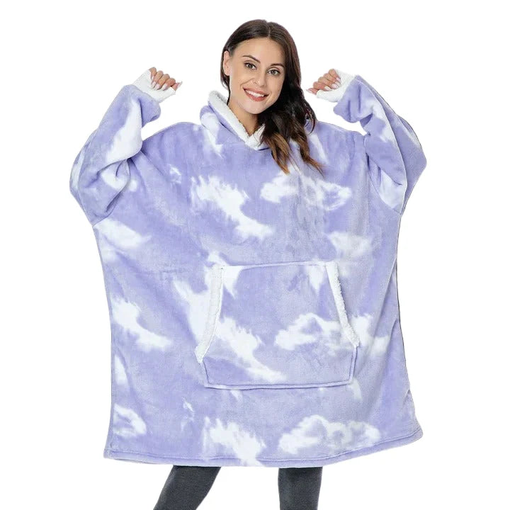 Oversized Blanket Hoodie Flannel & Microfiber Lined Front Pocket