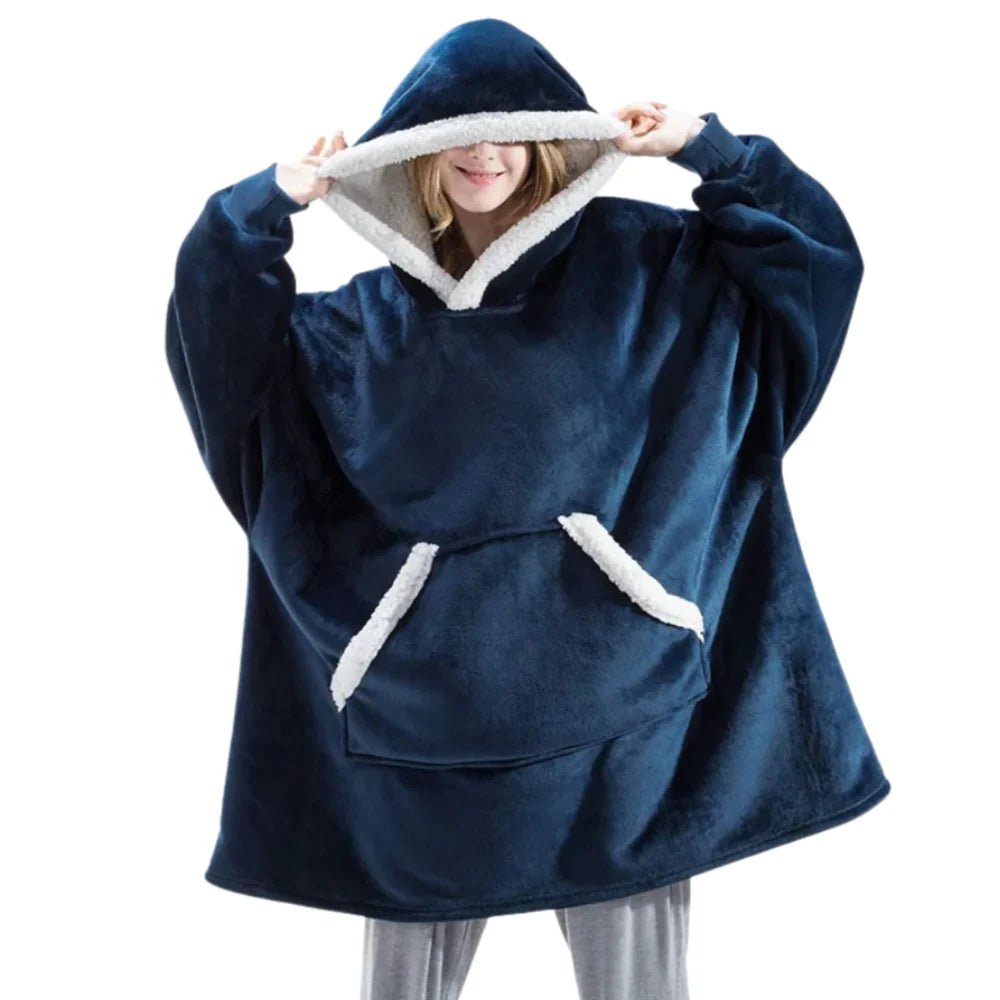 Oversized Hoodie Blanket Built-In Sleeves Microfiber & Flannel