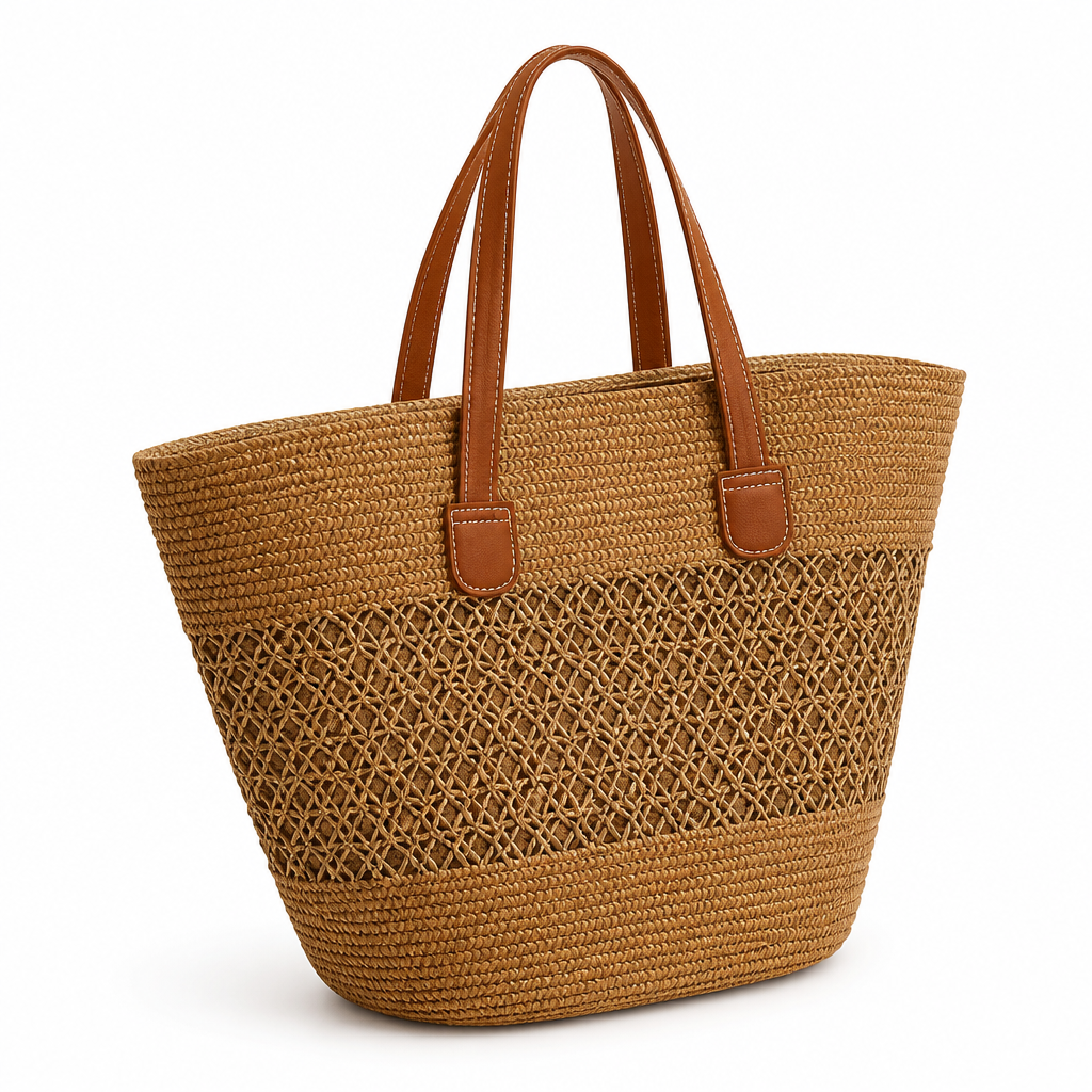 Oversized Woven Striped Beach Bag