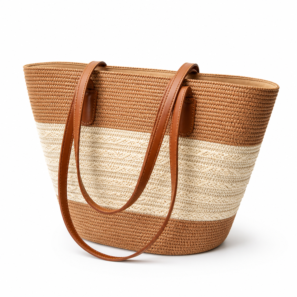 Oversized Woven Striped Beach Bag