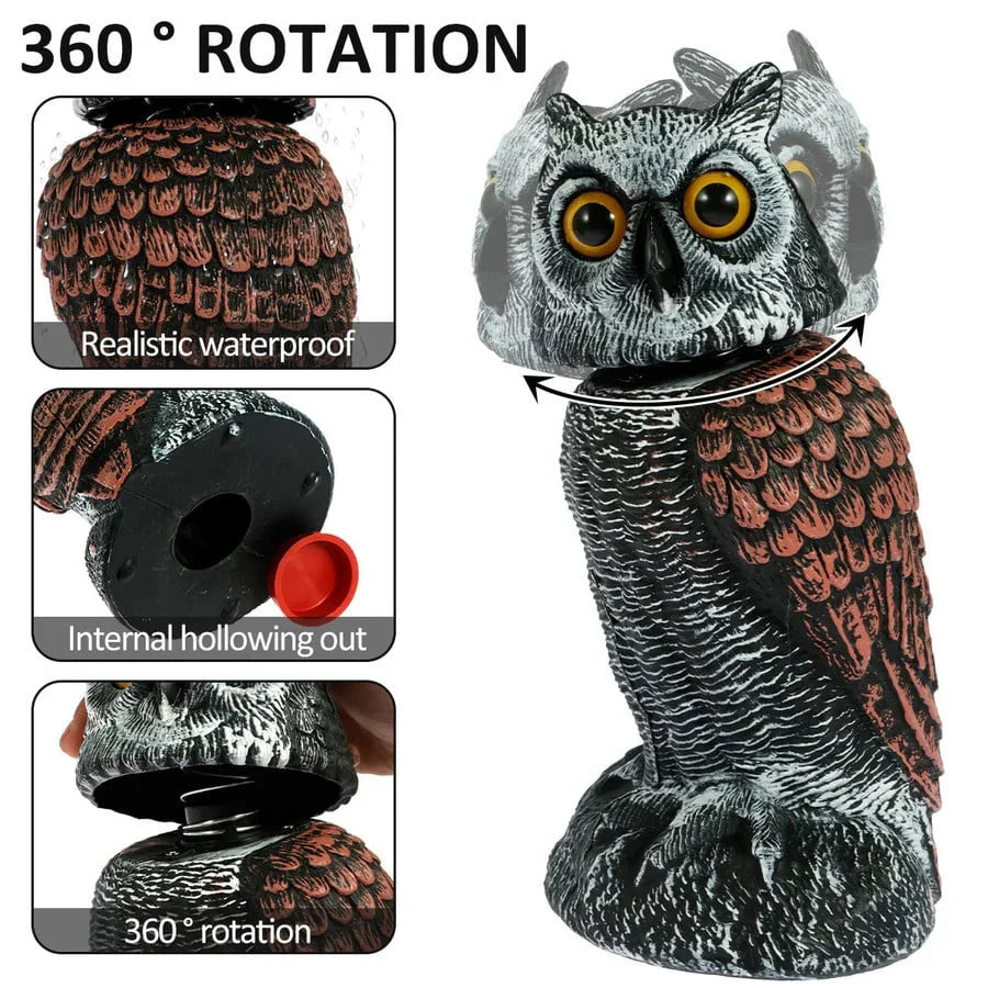 Owl Decoys Wind-Powered Rotating Heads Set of 2