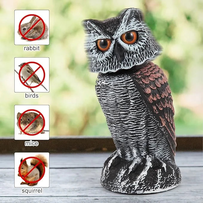 Owl Decoys Wind-Powered Rotating Heads Set of 2
