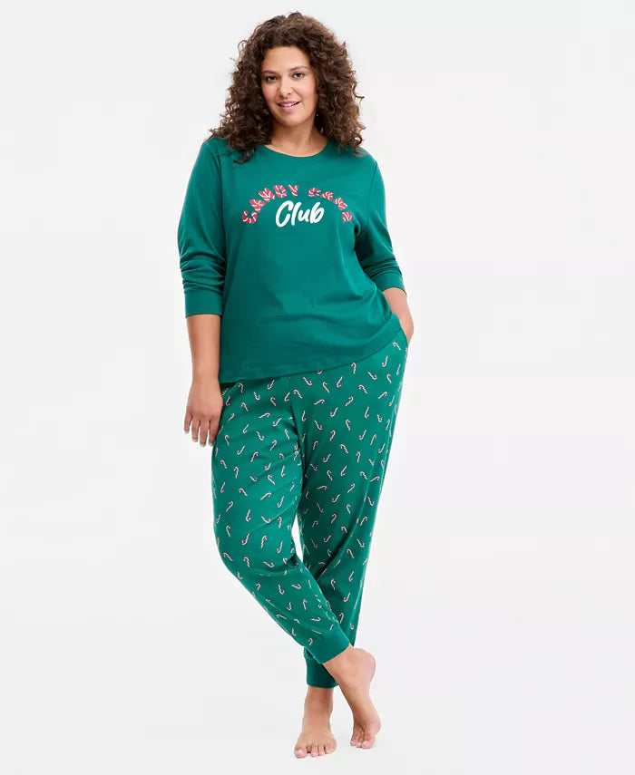 Pajama Set Breathable Natural Fiber Elastic Waistband & Pockets
