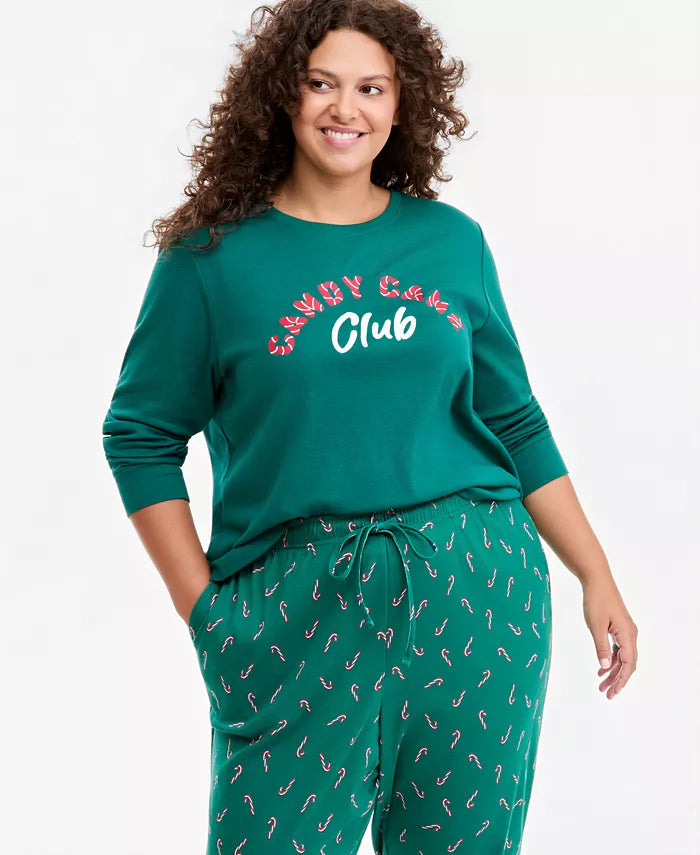 Pajama Set Breathable Natural Fiber Elastic Waistband & Pockets