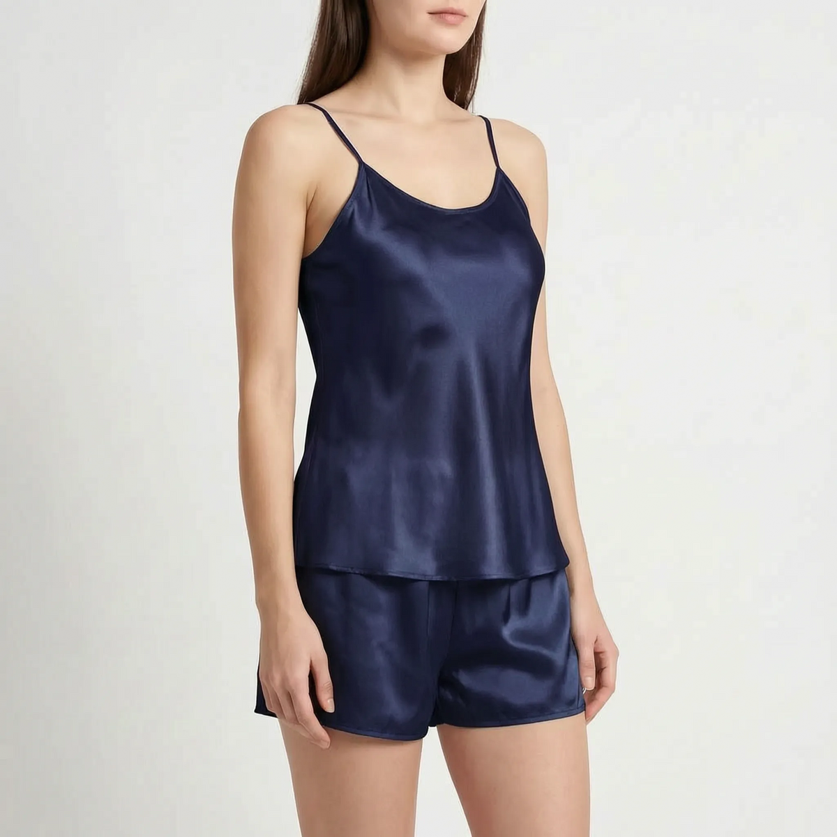 Pajama Set Mulberry Silk Camisole & Shorts Adjustable Straps