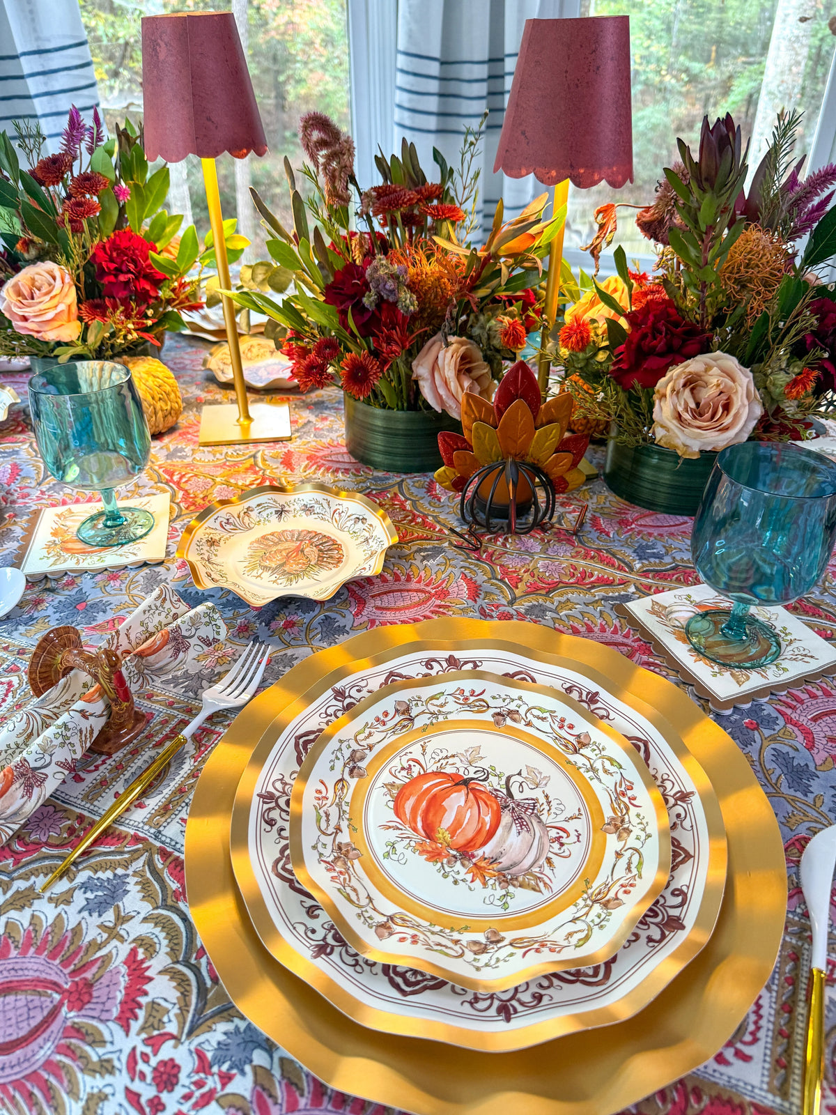 Paper Plates Heavy-Duty Harvest Design Gold Accents