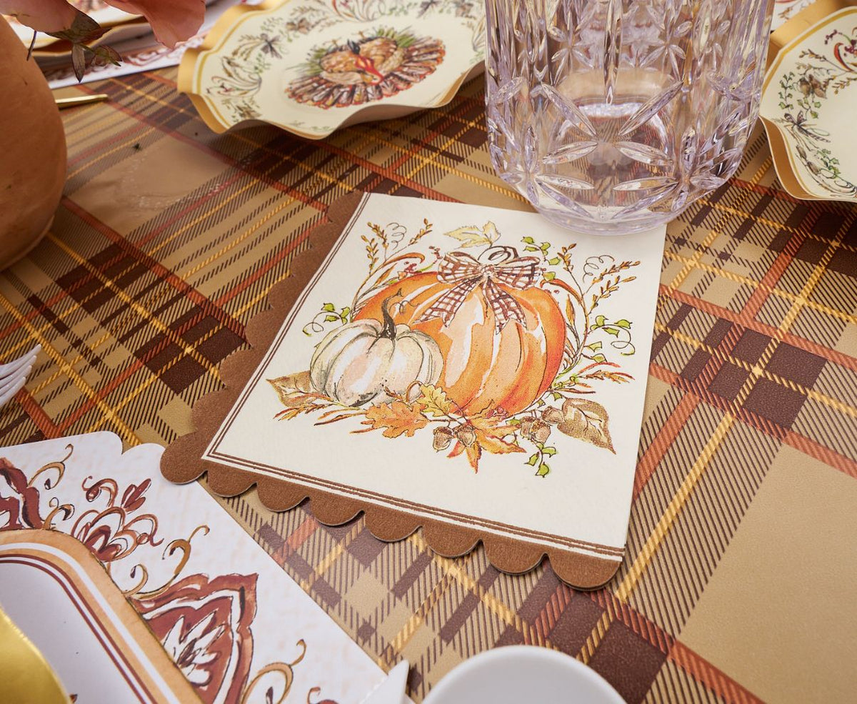 Paper Plates Heavy-Duty Harvest Design Gold Accents
