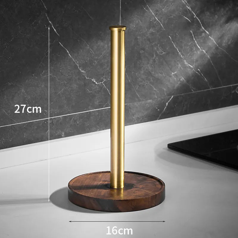 Paper Towel Holder Solid Walnut Stainless Steel Base Minimalist Design