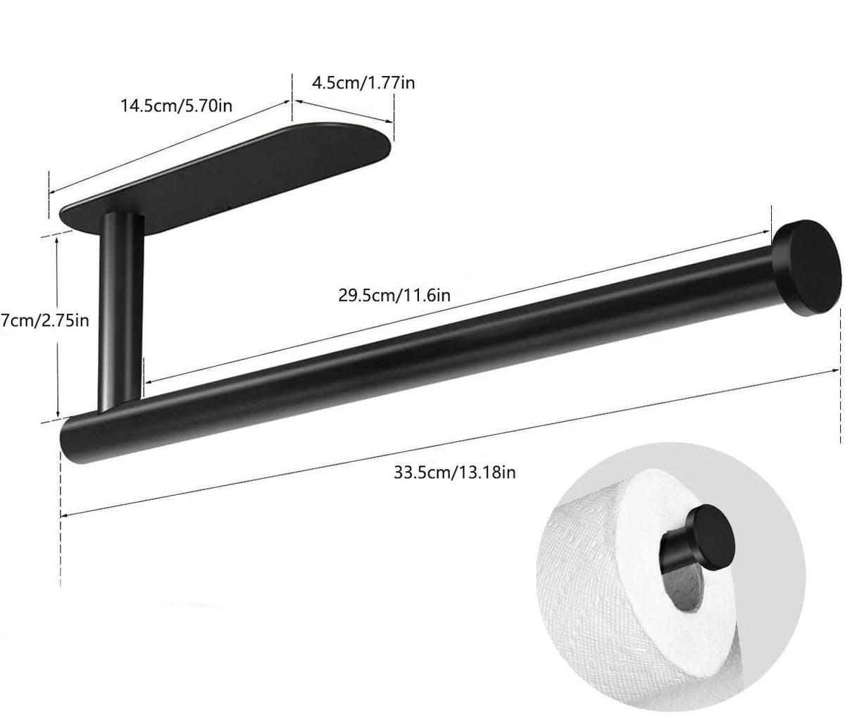 Paper Towel Holder Stainless Steel Adhesive Mount