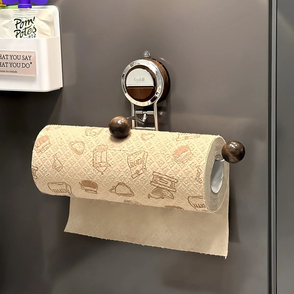 Paper Towel Holder Stainless Steel Drill-Free Suction Mount Repositionable