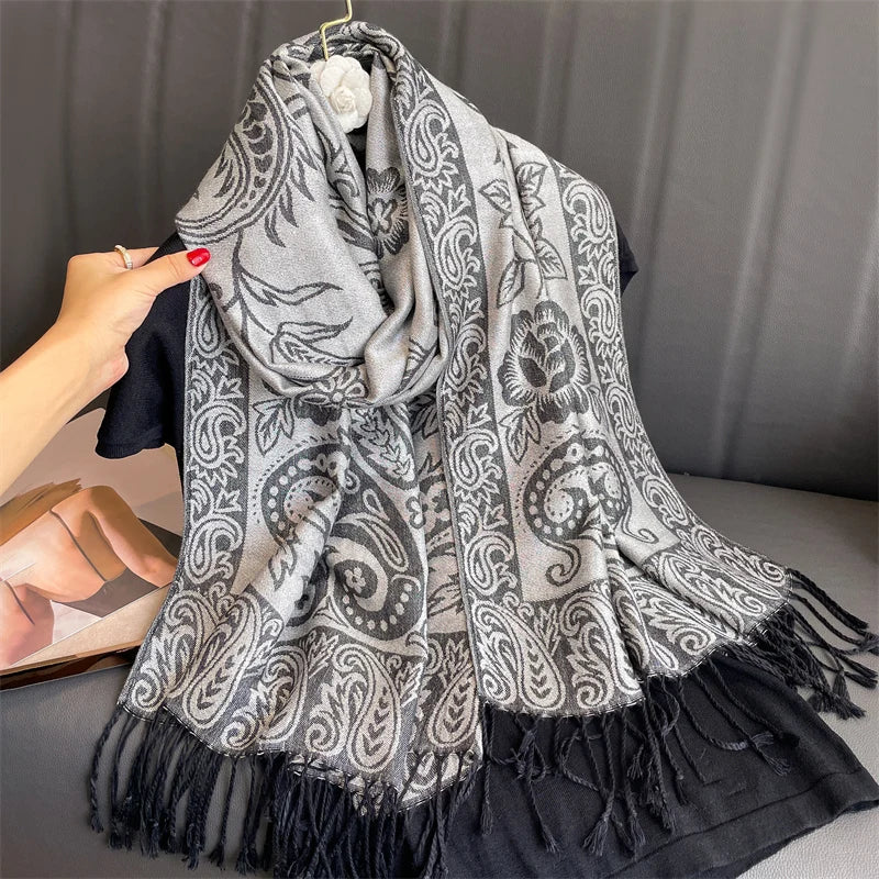 Pashmina Scarf Cotton-Polyester Blend Cashmere-Like Feel Multiway Wrap