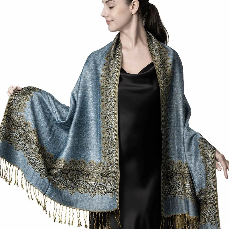 Pashmina Scarf Cotton-Polyester Blend Cashmere-Like Feel Multiway Wrap