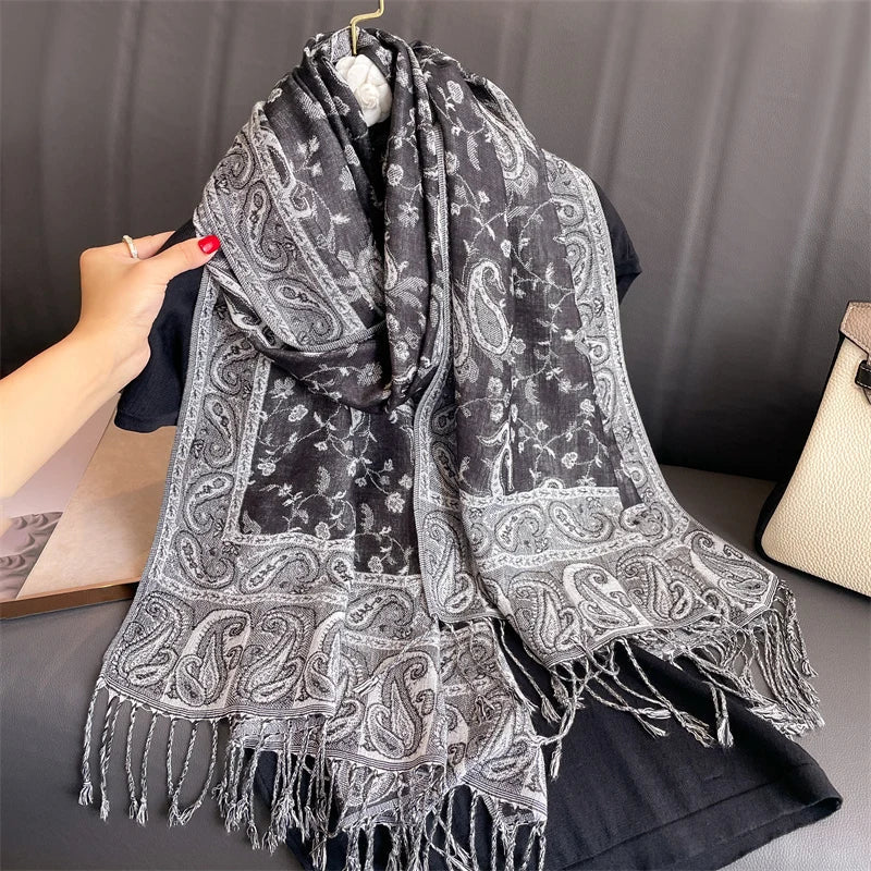 Pashmina Scarf Cotton-Polyester Blend Cashmere-Like Feel Multiway Wrap