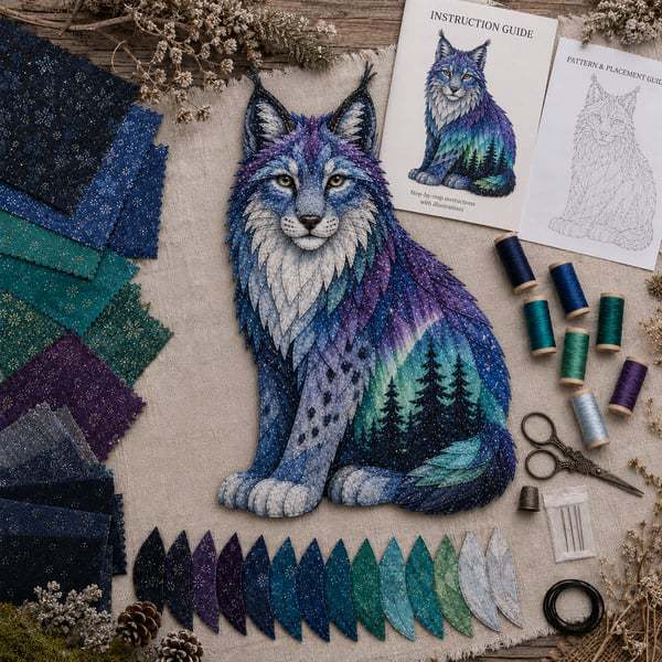 Patchwork Art Kit Layered Fabric Wildlife Scene Eights Designs