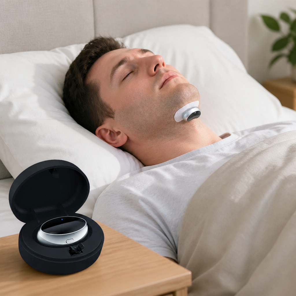Patented Snore-Detection & Micro-Impulse Chin Clip (With Charging Case)