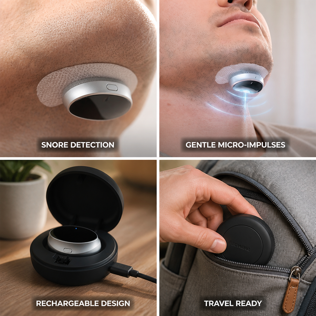 Patented Snore-Detection & Micro-Impulse Chin Clip (With Charging Case)