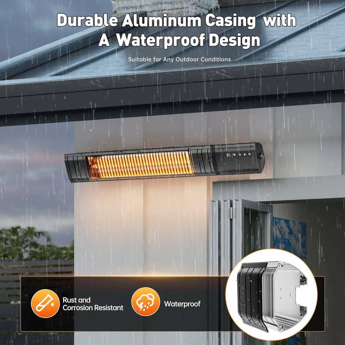 Patio Heater Infrared Wi-Fi & Remote Control Wall Mount