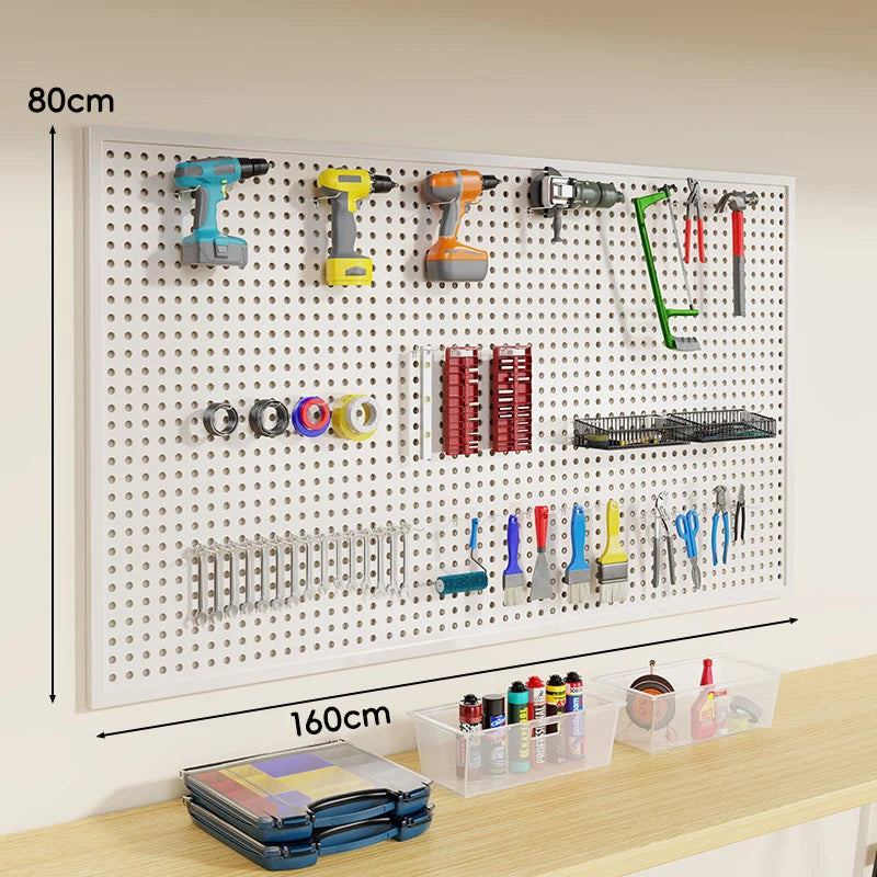 Pegboard Organizer Wall-Mounted Steel Includes 10 Hooks