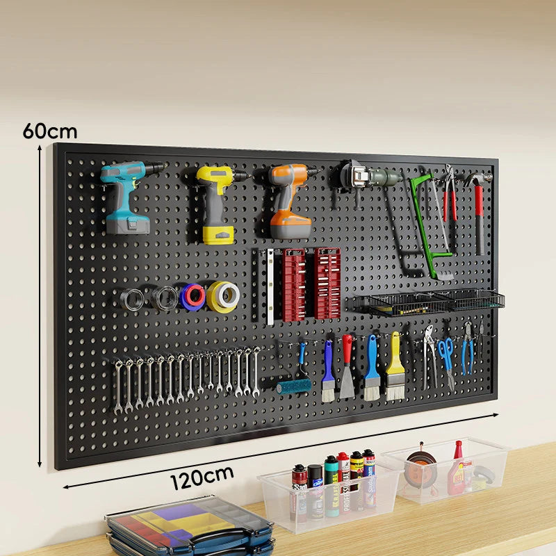 Pegboard Organizer Wall-Mounted Steel Includes 10 Hooks