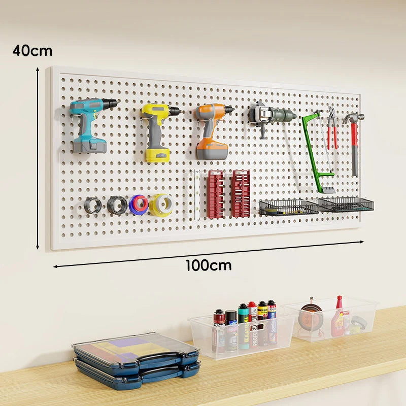 Pegboard Organizer Wall-Mounted Steel Includes 10 Hooks