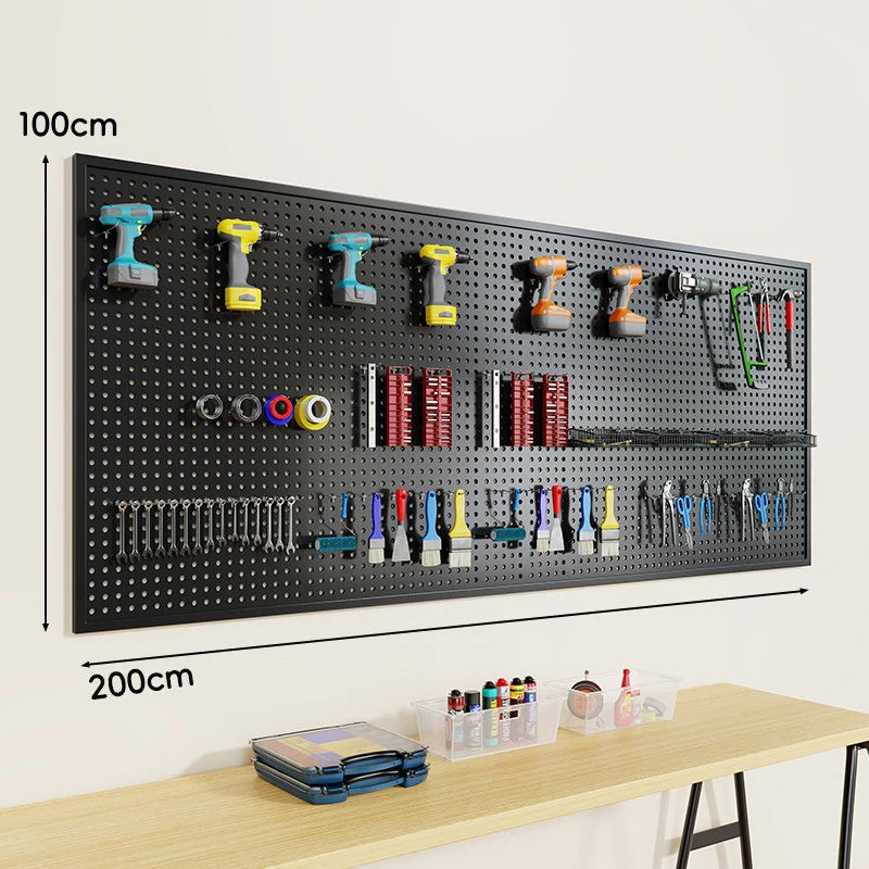 Pegboard Organizer Wall-Mounted Steel Includes 10 Hooks
