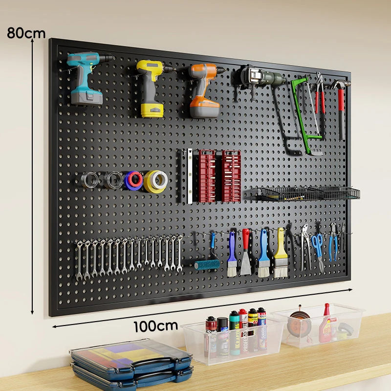 Pegboard Organizer Wall-Mounted Steel Includes 10 Hooks