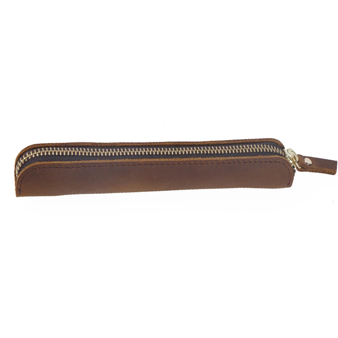 Pencil Case Genuine Leather Zipper Closure Compact Design
