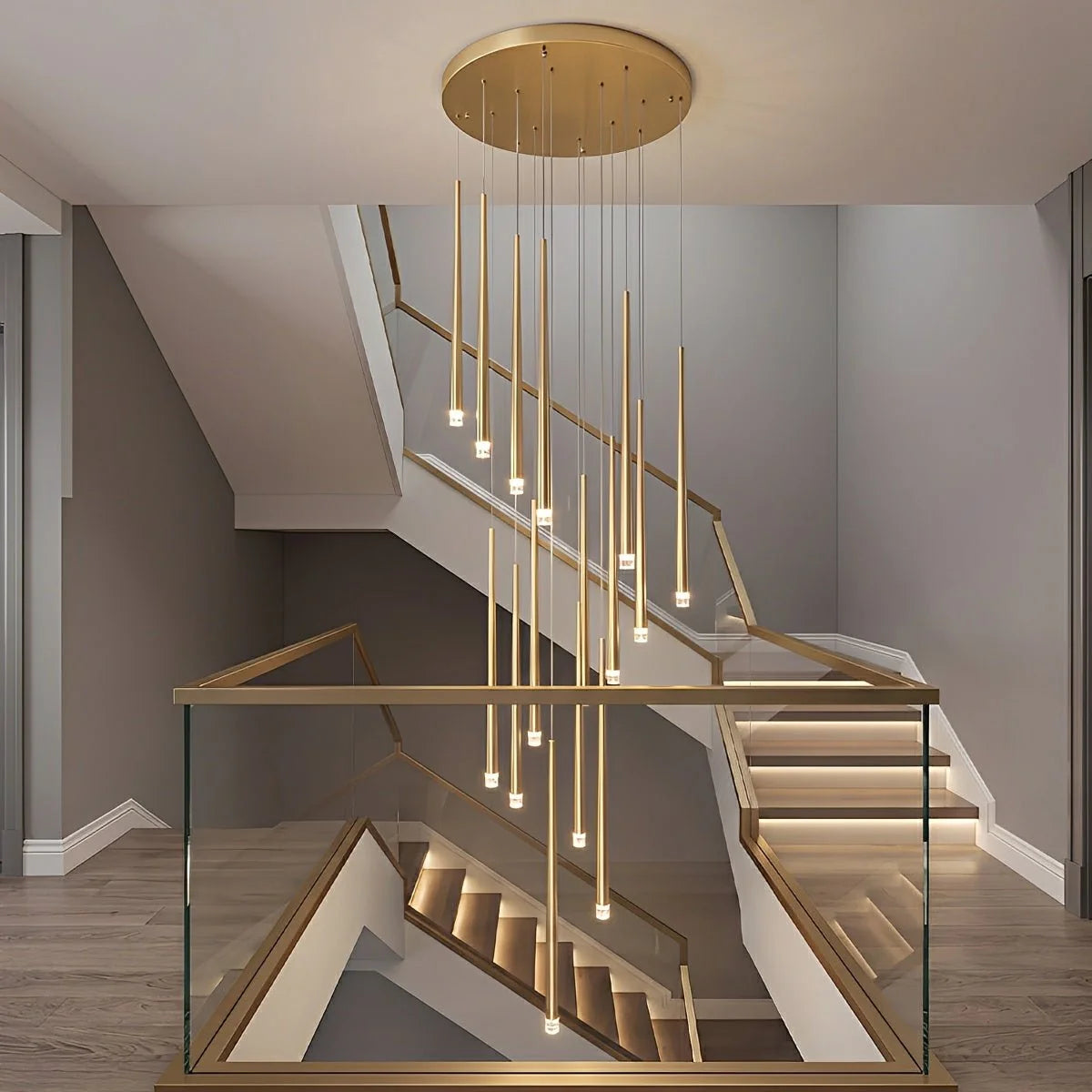 Pendant Chandelier Cascading Adjustable Integrated LED Dimmable