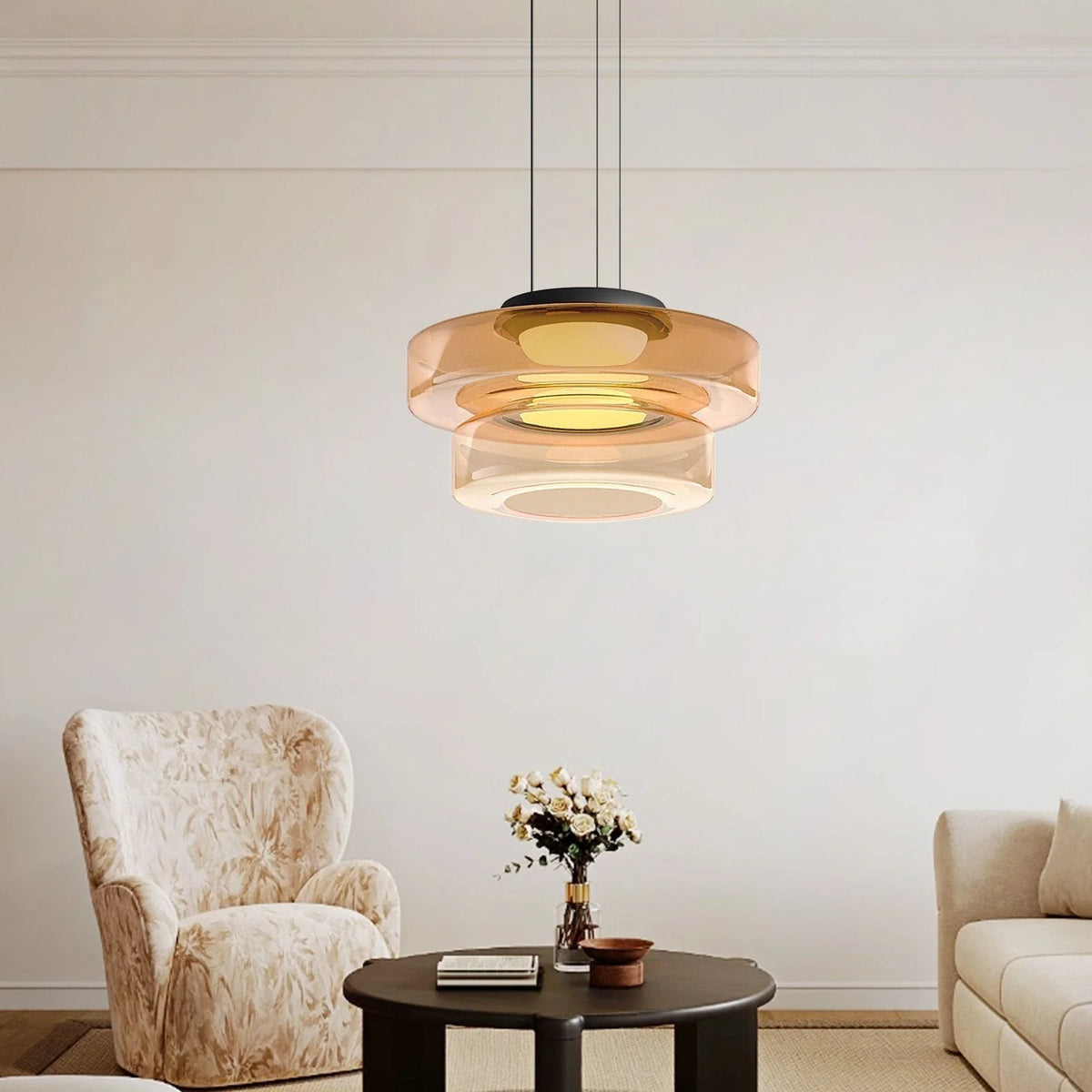 Pendant Lamp Diffused Glass Glare-Free Adjustable Drop