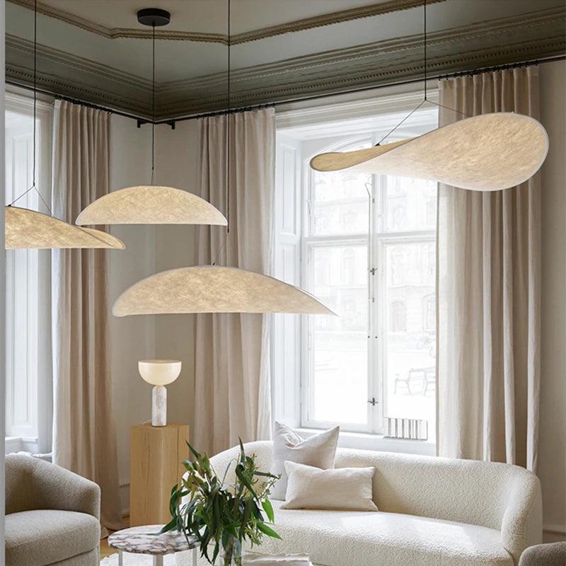 Pendant Lamp Handmade Silk Shade Integrated LED Remote Control