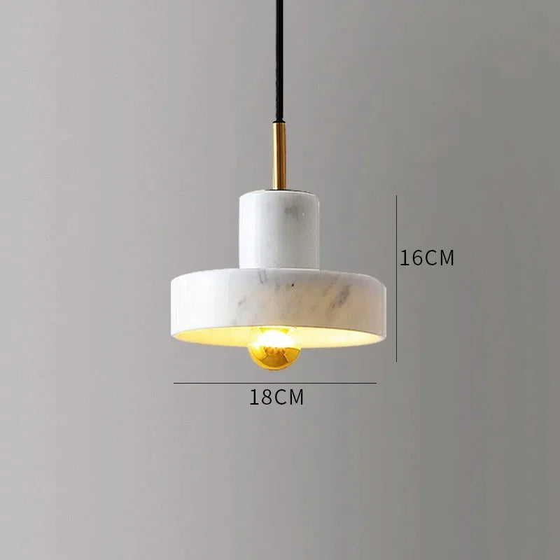 Pendant Light Backlit Natural Marble Adjustable Drop