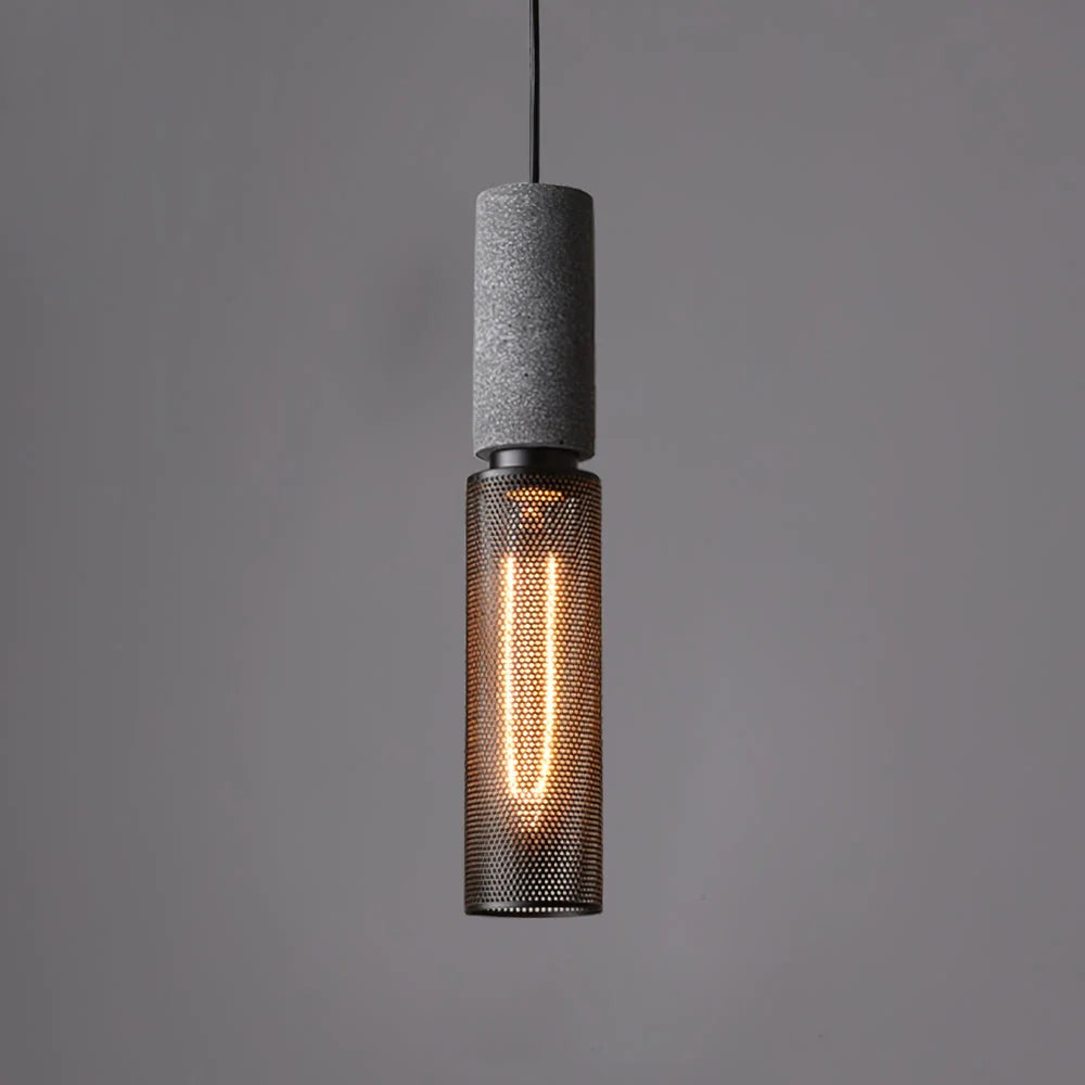 Pendant Light Cast Cement Shade Adjustable Drop