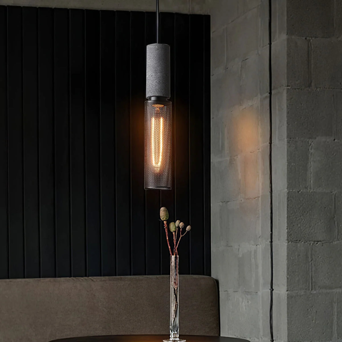 Pendant Light Cast Cement Shade Adjustable Drop