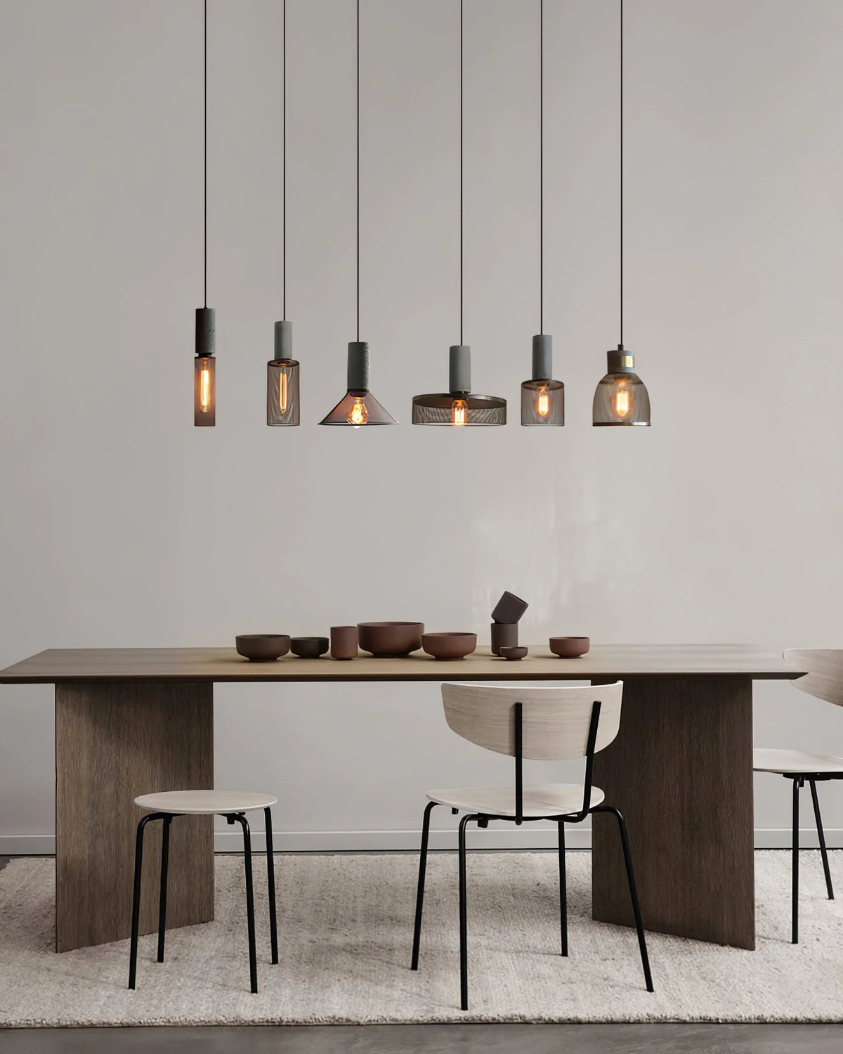 Pendant Light Cast Cement Shade Adjustable Drop