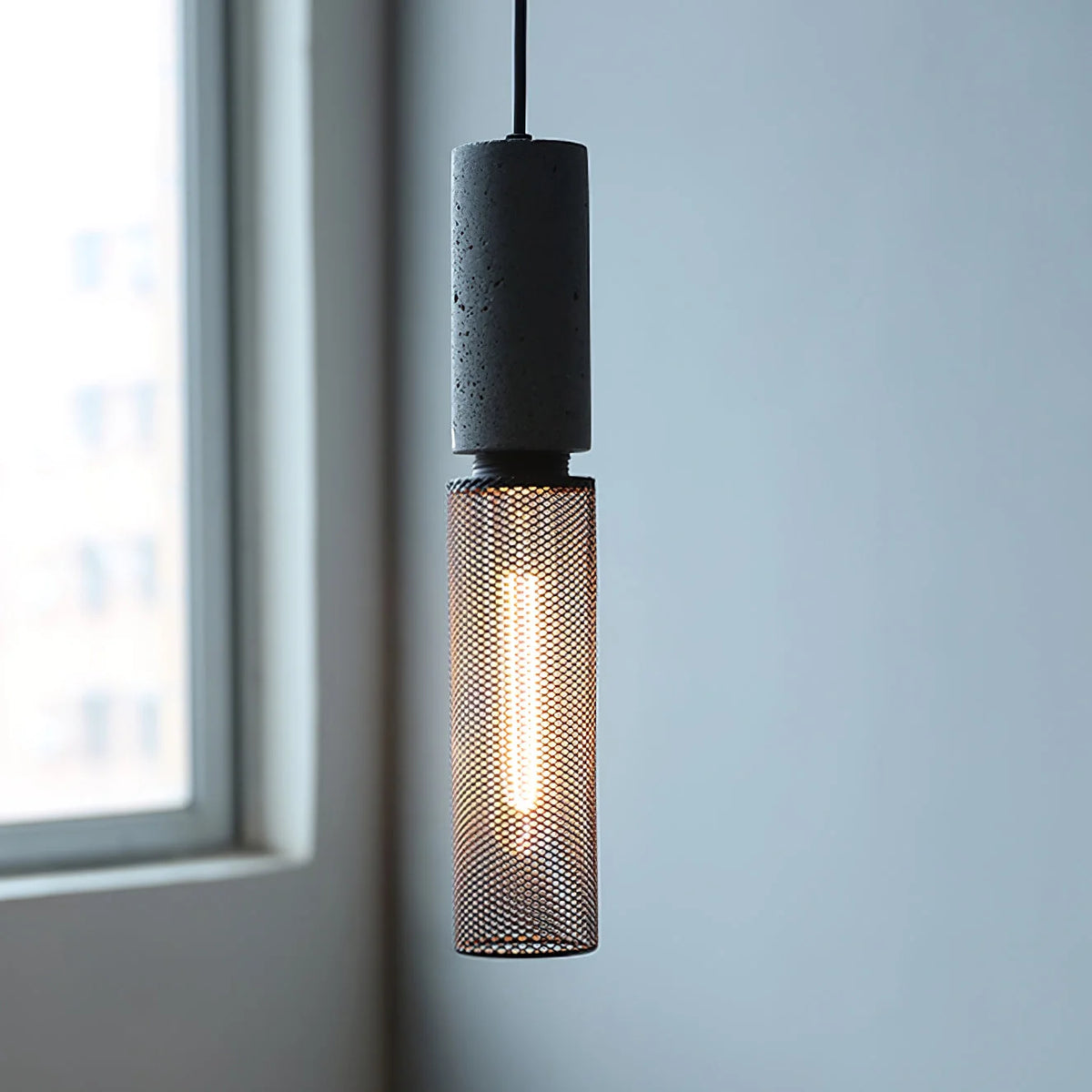 Pendant Light Cast Cement Shade Adjustable Drop