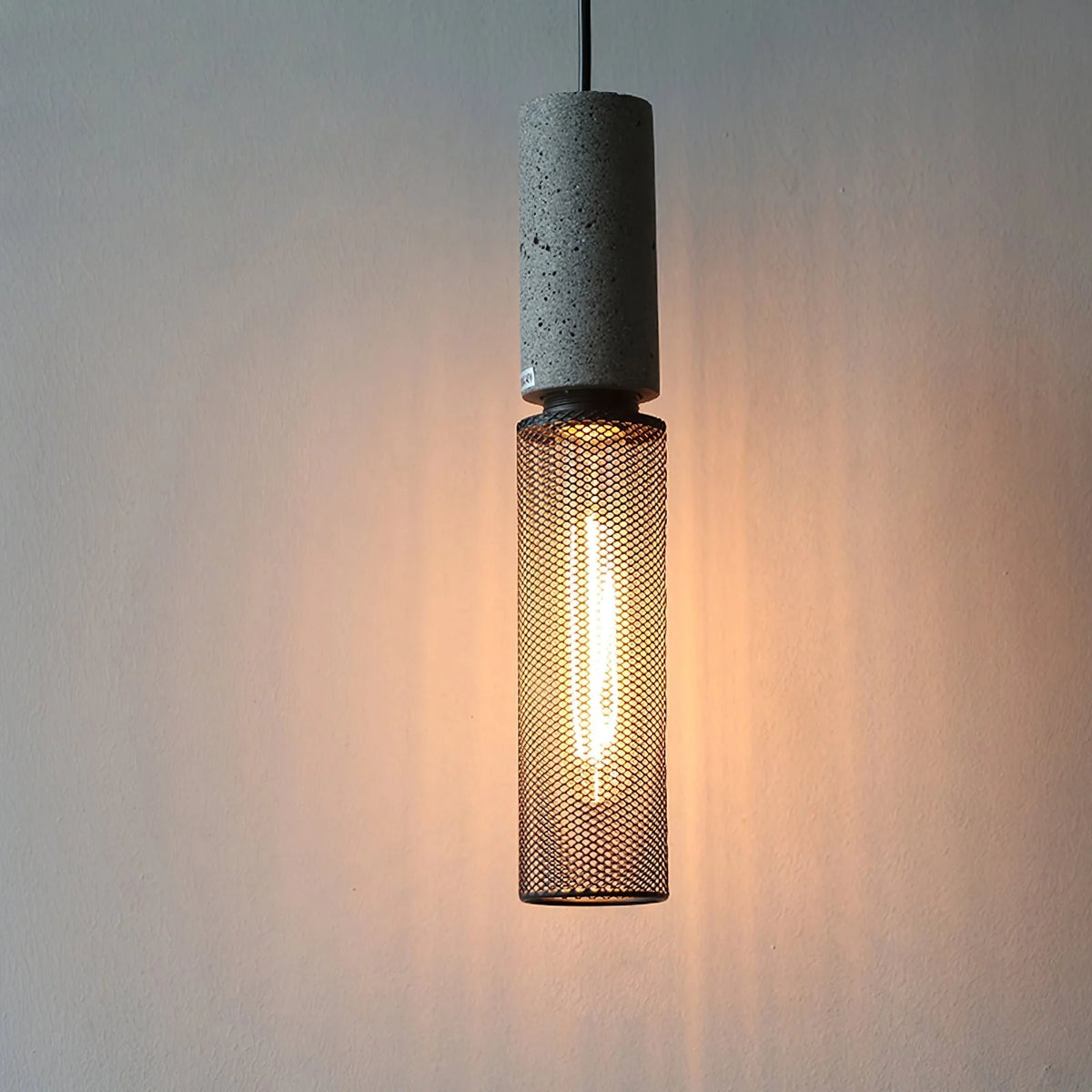 Pendant Light Cast Cement Shade Adjustable Drop
