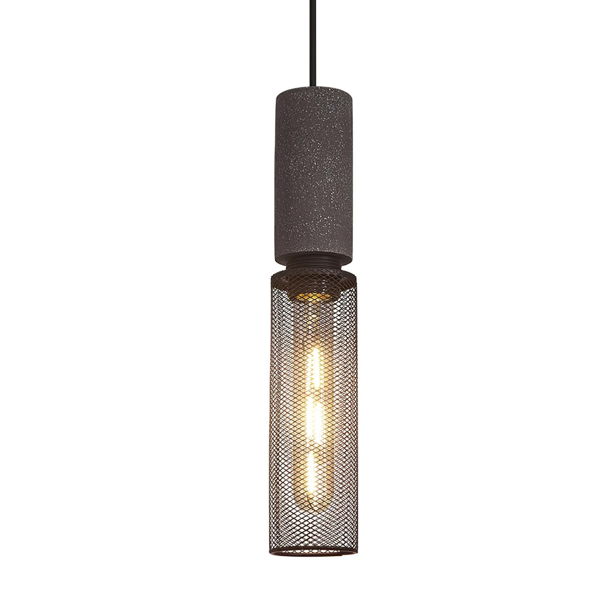 Pendant Light Cast Cement Shade Adjustable Drop