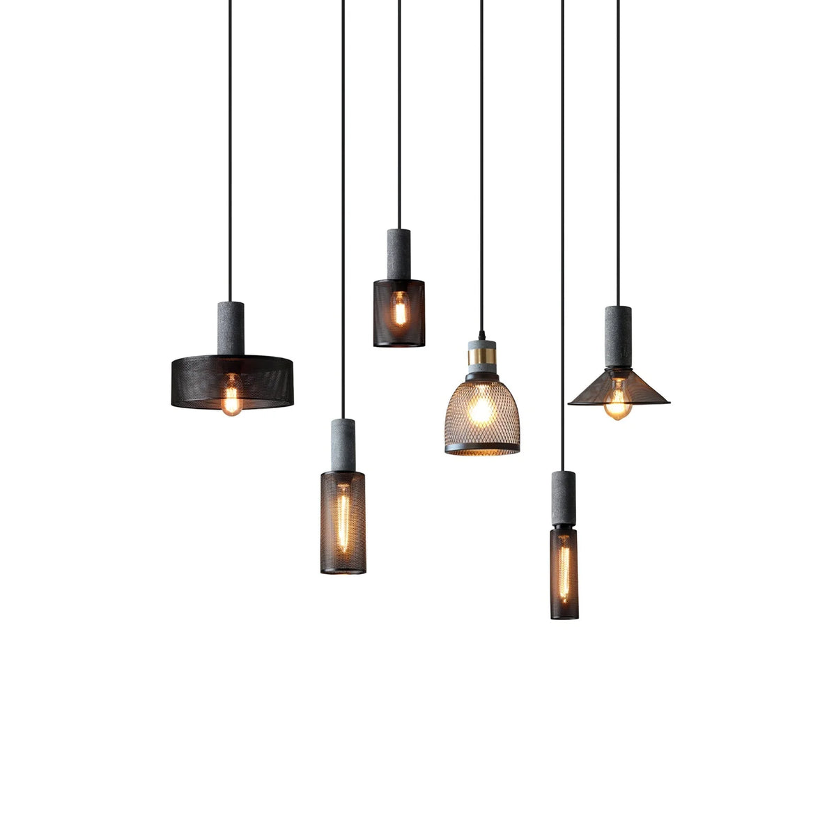 Pendant Light Cast Cement Shade Adjustable Drop