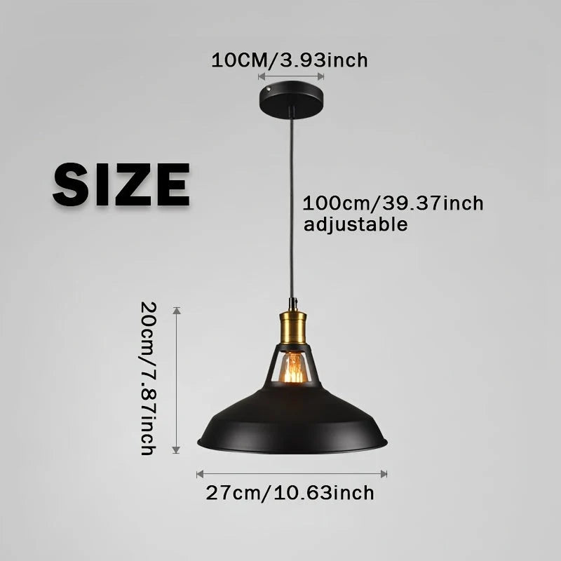 Pendant Light Deep Metal Shade & Adjustable Drop