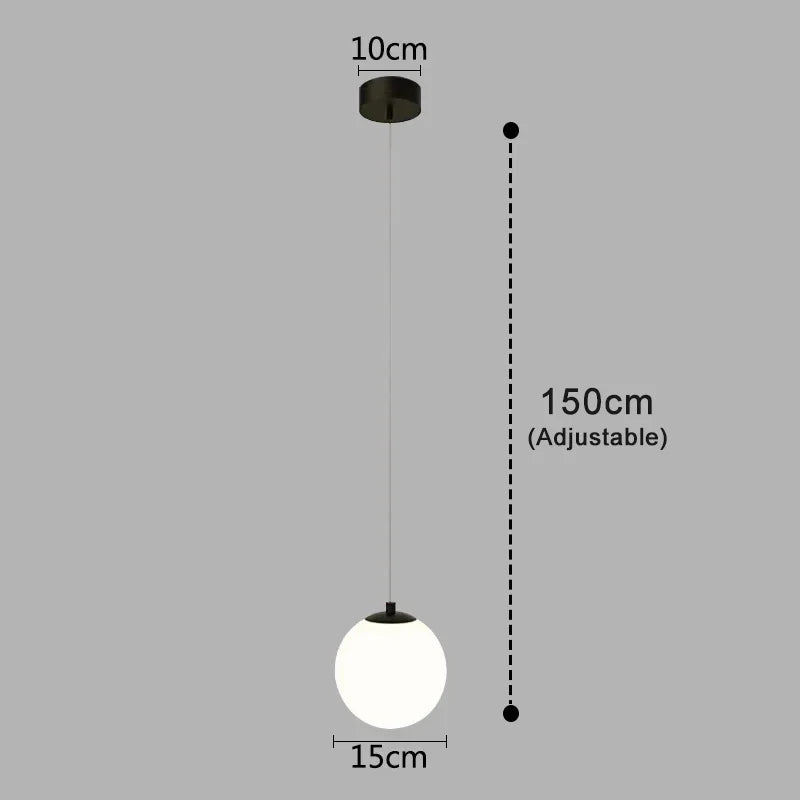 Pendant Light Glass Globe Clear & Opal Adjustable Drop