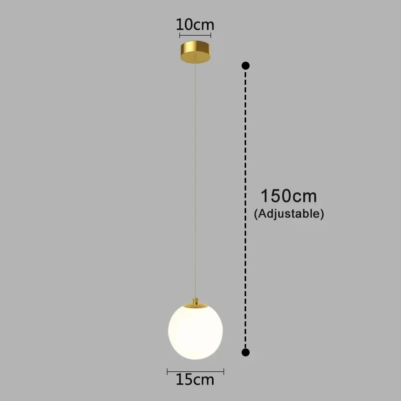 Pendant Light Glass Globe Clear & Opal Adjustable Drop