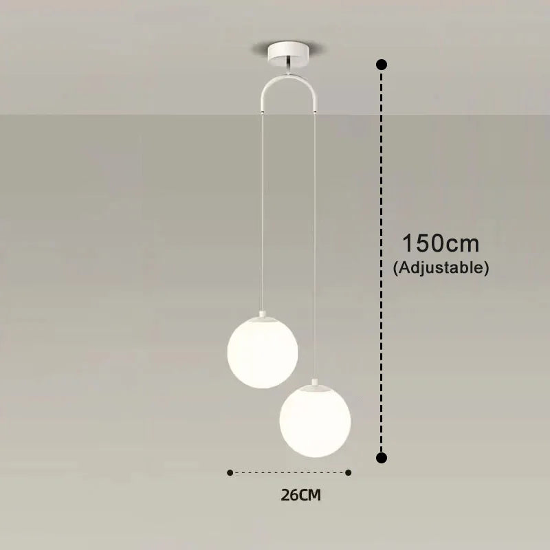 Pendant Light Glass Globe Clear & Opal Adjustable Drop