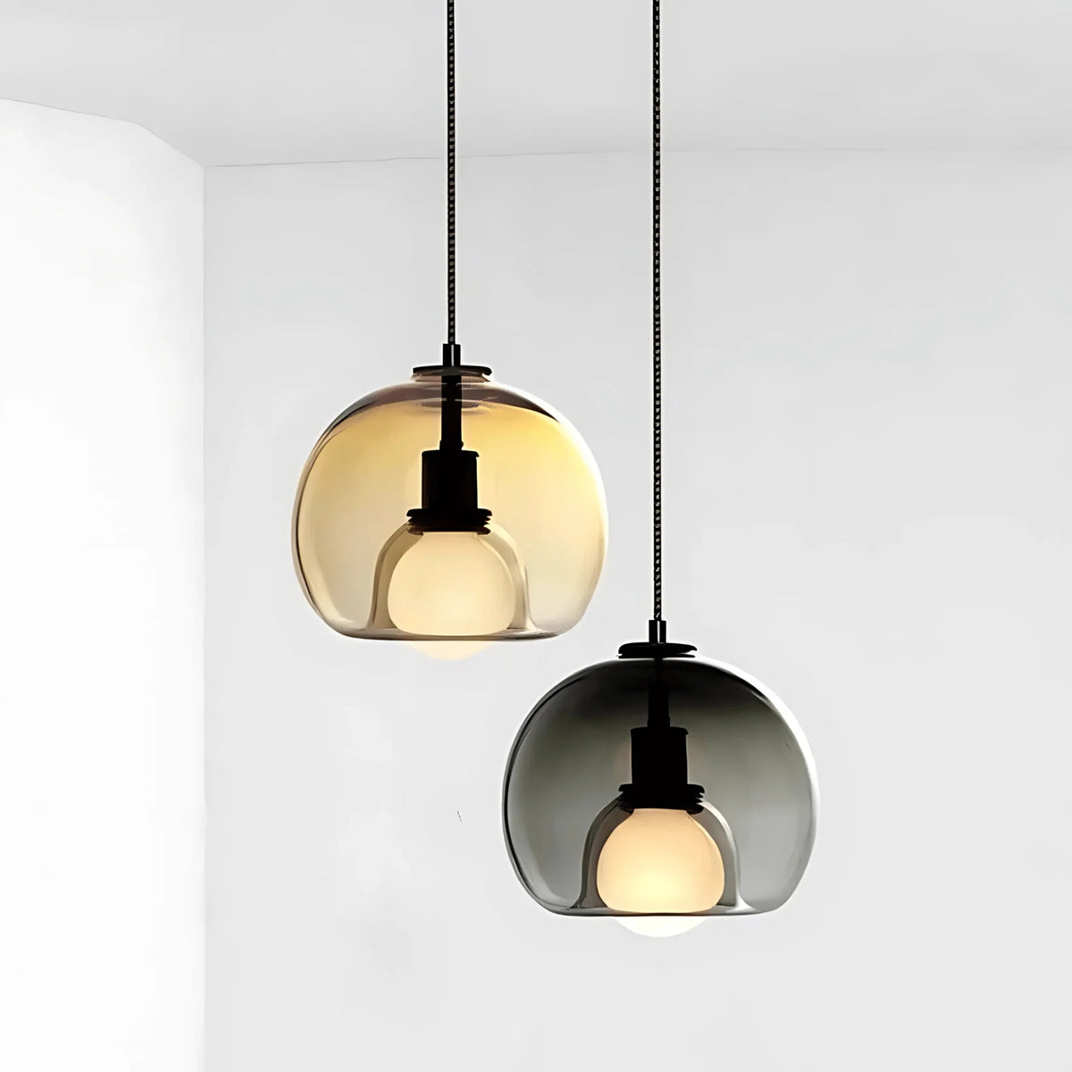Pendant Light Handblown Glass Adjustable Drop & Standard Socket
