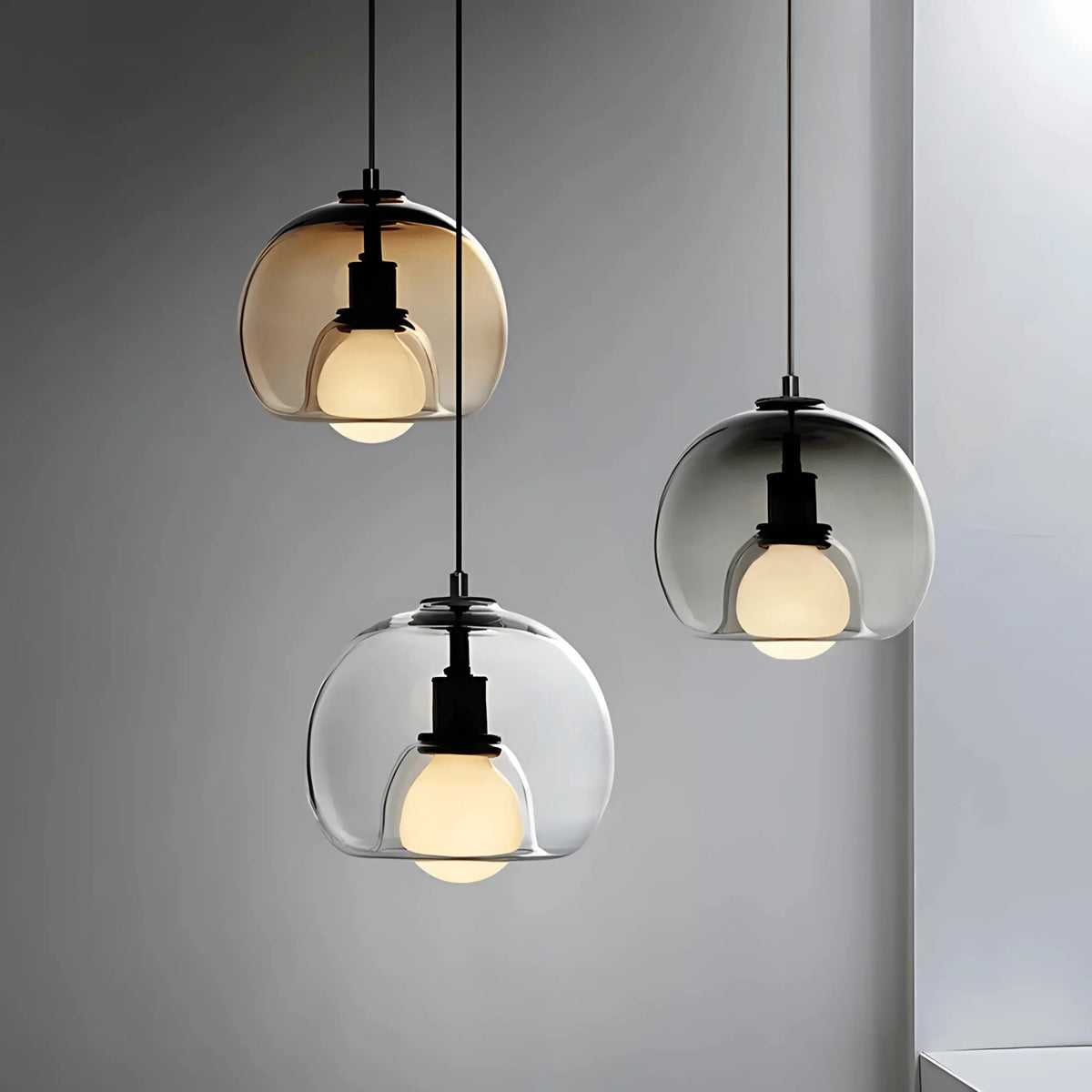 Pendant Light Handblown Glass Adjustable Drop & Standard Socket