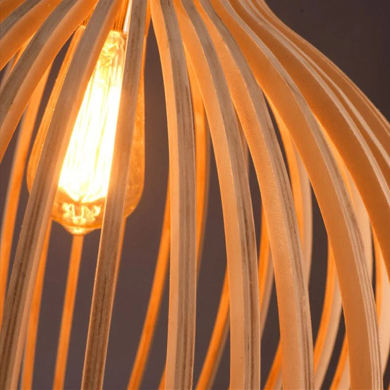 Pendant Light Handcrafted Solid Wood Adjustable Drop