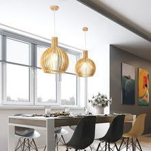 Pendant Light Handcrafted Solid Wood Adjustable Drop